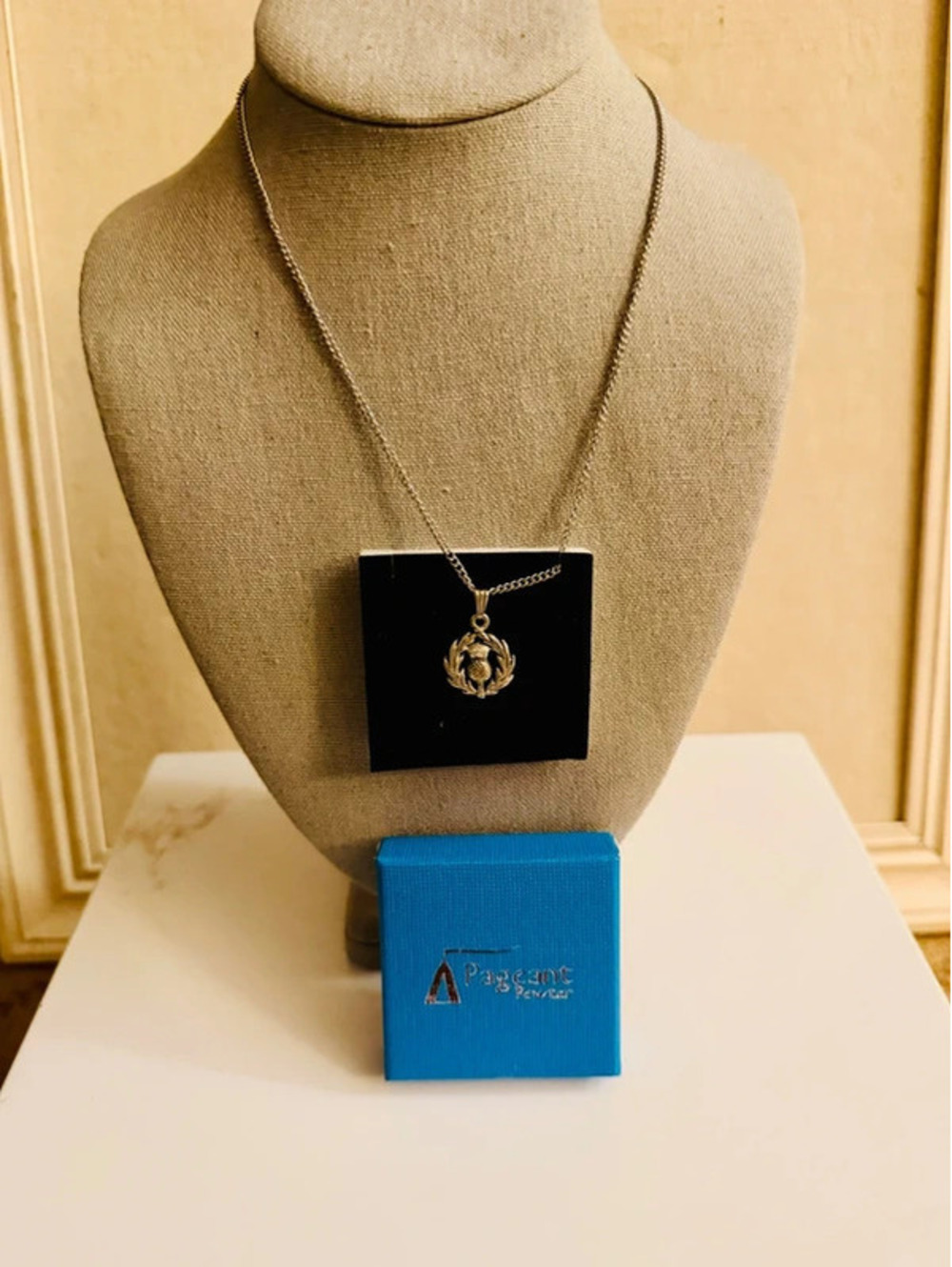 Pageant Pewter Scottish Thistle pewter pendant necklace NIB